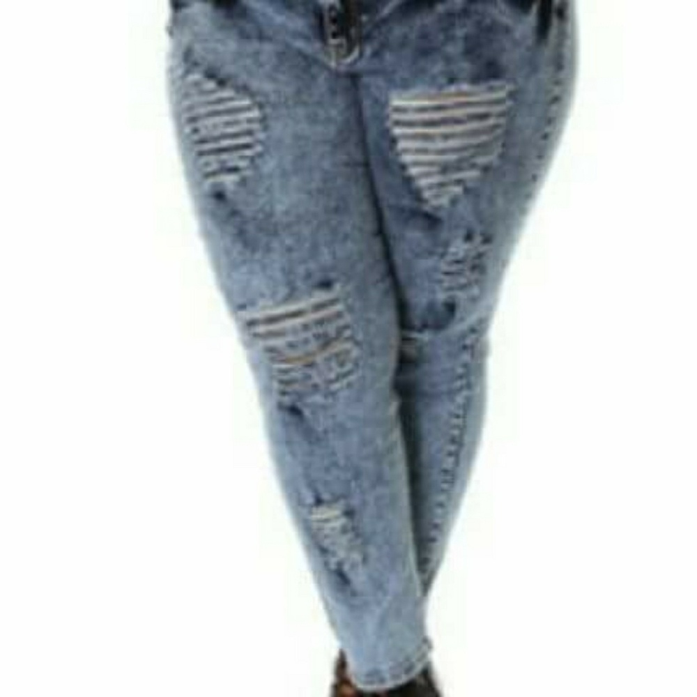 💖👖Plus Size Distressed Acid Washed Jeans👖💖